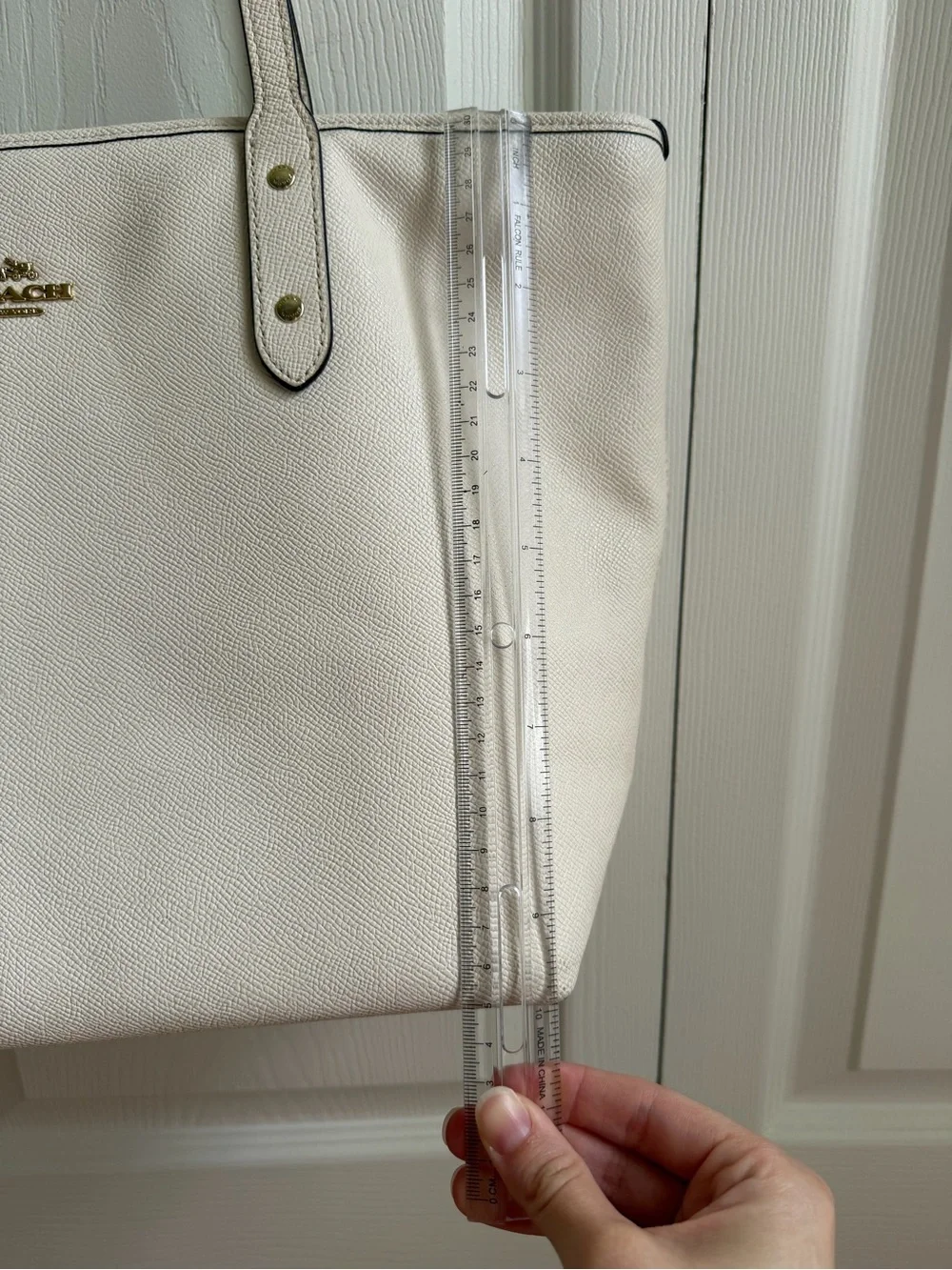 Coach Cream Leather Tote with Gold Logo Hardware